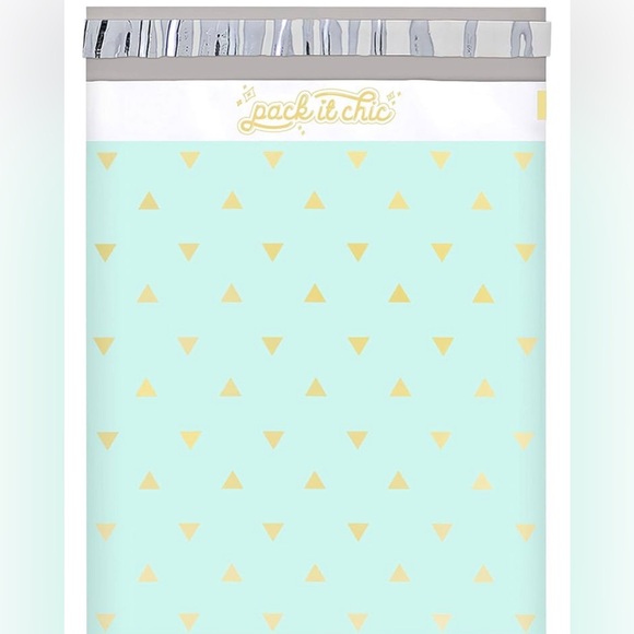 Mint Polymailers with Triangle Design - 10 by 13” Set of 20 - Picture 3 of 3